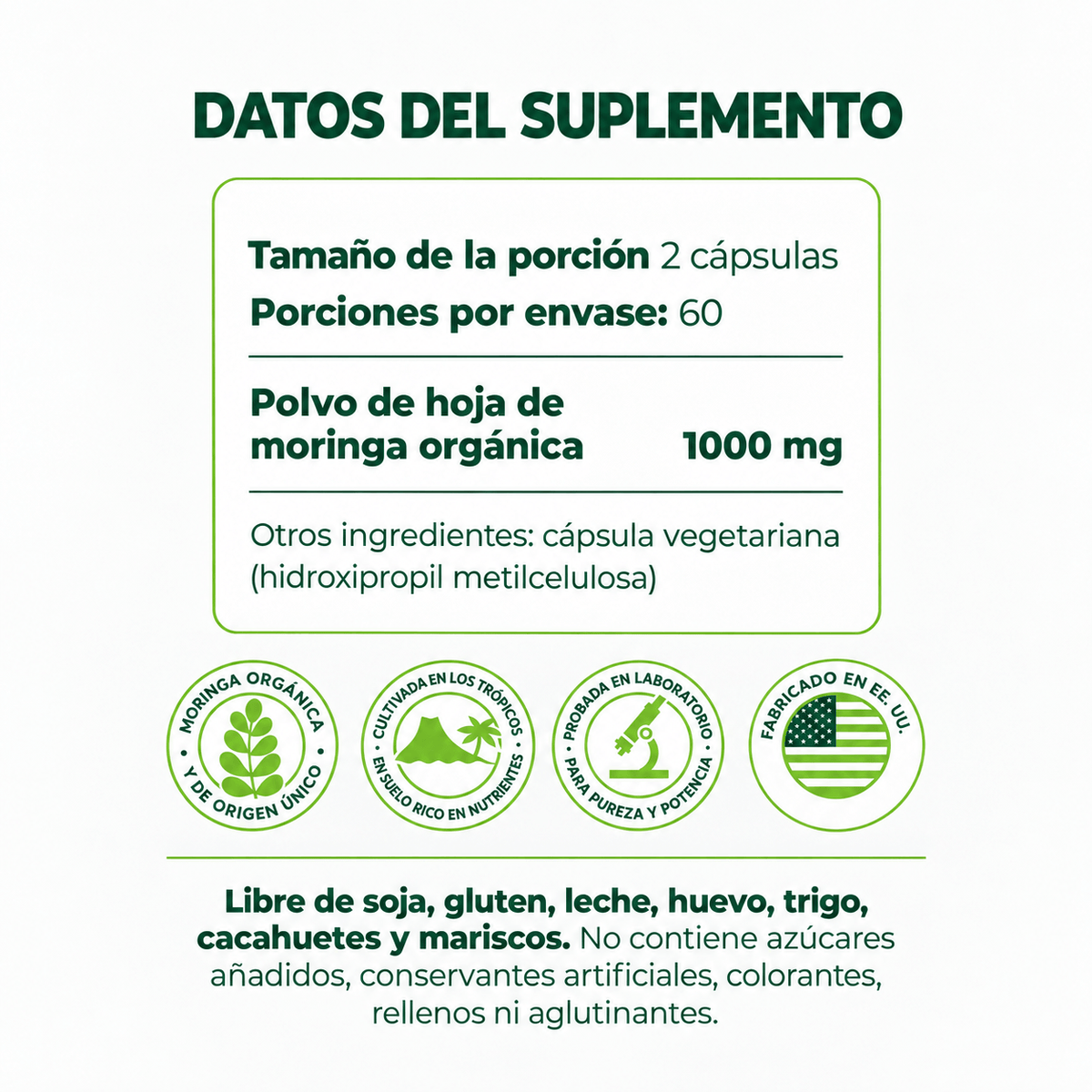 Hoja de moringa pura